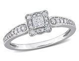 1/3 Carat (ctw H-I, I2-I3) Princess Diamond Engagement Halo Ring in 10K White Gold